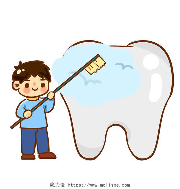 卡通蓝色牙科医疗口腔牙齿人物素材